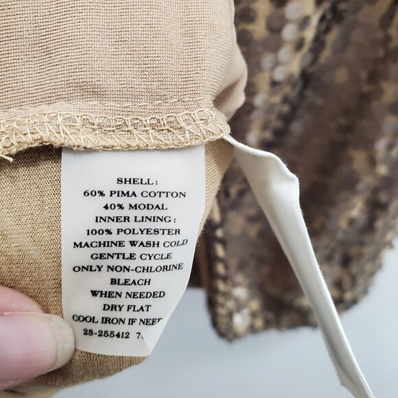 Ann Taylor Women's‎ Tan Pima Modal Blend Hanging Sequin Front Sleeveless Tank S - Picture 4 of 5